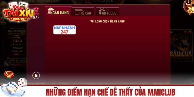 Những điểm hạn chế dễ thấy của MANCLUB