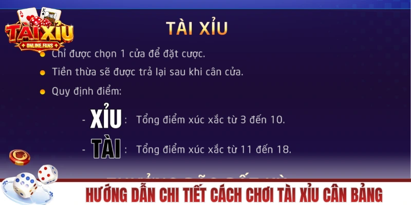 Hướng dẫn chi tiết cách chơi tài xỉu cân bảng từng bước