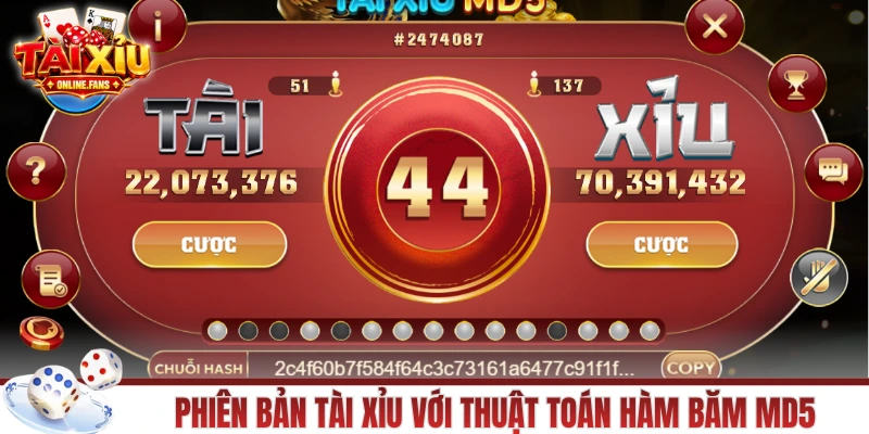 Phiên bản tài xỉu với mã MD5 để tăng sự minh bạch